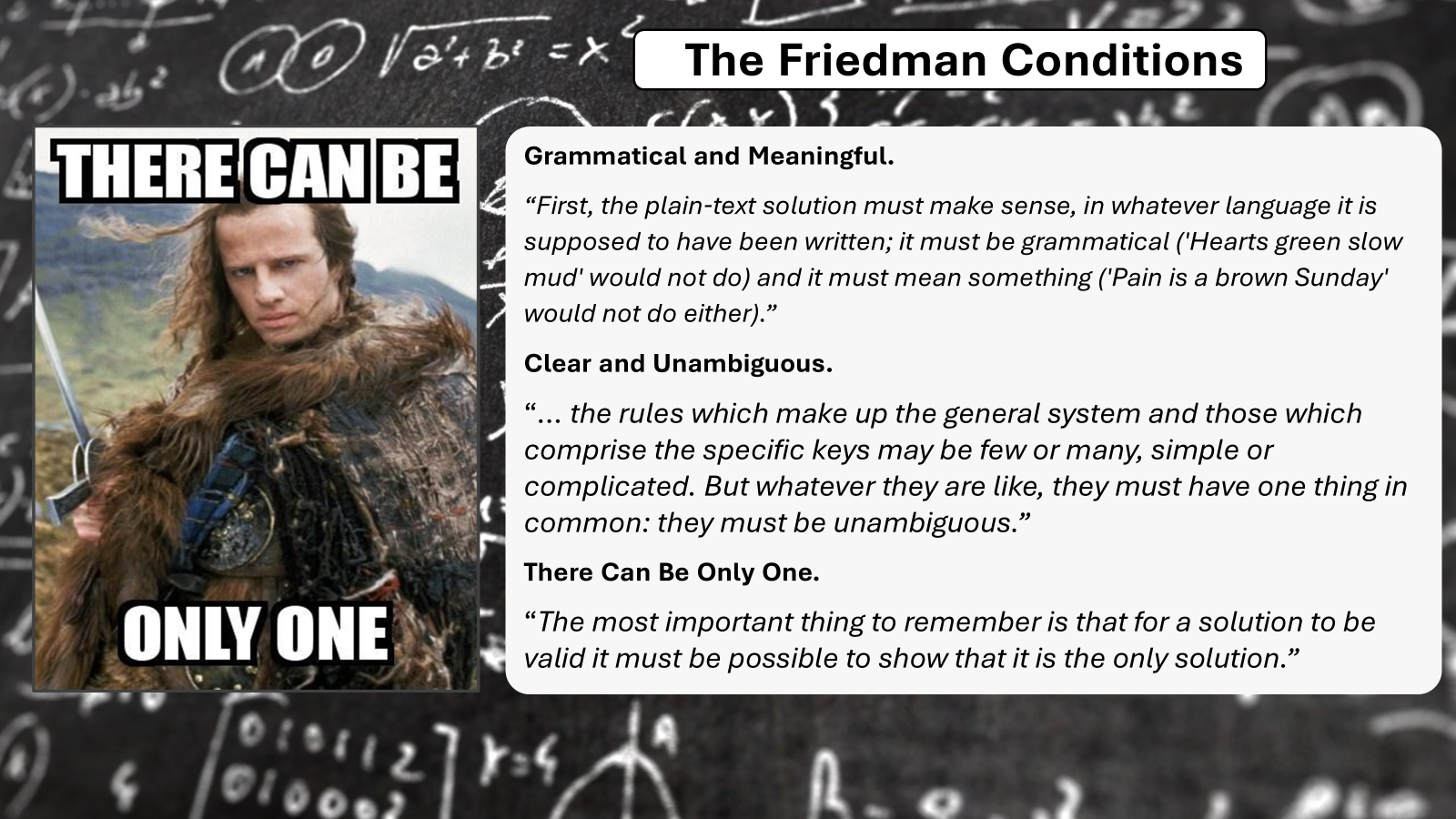 The Friedman Conditions